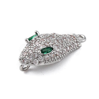 Brass Clear & Green Cubic Zirconia Connector Charms KK-P289-11P-1