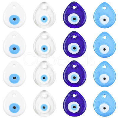 16Pcs 4 Colors Handmade Lampwork Evil Eye Pendants LAMP-FS0001-69-1