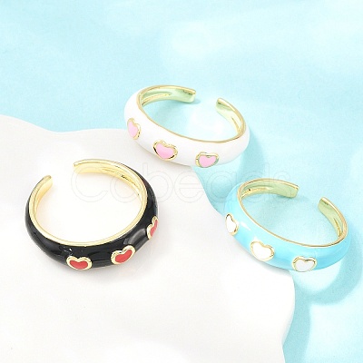 Brass Enamel Cuff Open Rings RJEW-P190-01G-1