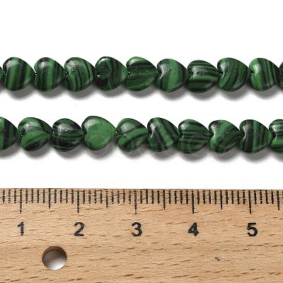 Synthetic Malachite Beads Strands G-P575-C14-6mm-1
