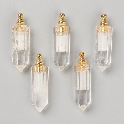 Faceted Natural Quartz Crystal Pointed Pendants G-H252-F07-1