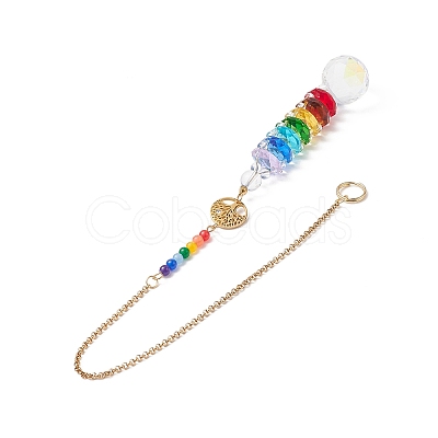 Glass Teardrop Window Hanging Suncatchers HJEW-JM00938-1