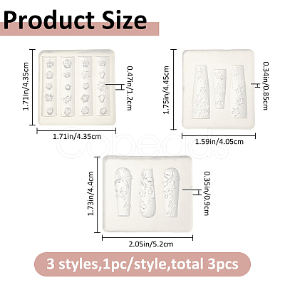 3Pcs 3 Styles Nail Art Silicone Molds MRMJ-FH0001-48-1