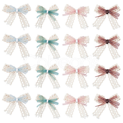 24Pcs 4 Styles Polyester Lace Bowknot Ornament Accessories DIY-TA0015-29-1