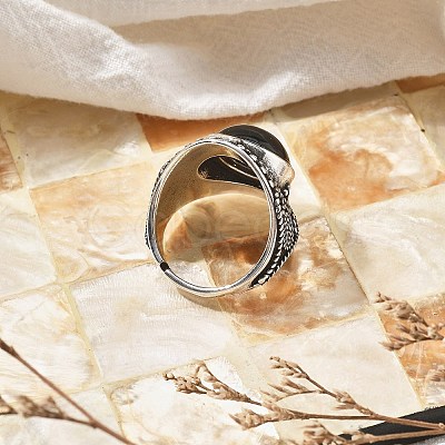 Natural Obsidian Adjustable Rings RJEW-I108-03AS-12-1