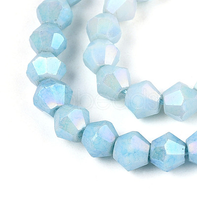 Anti-Tarnish Electroplate Bicone Glass Beads Strands EGLA-T021-4mm-16-08-1