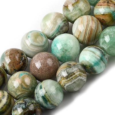 Natural Green Line Jasper Beads Strands G-L639-A01-8mm-1