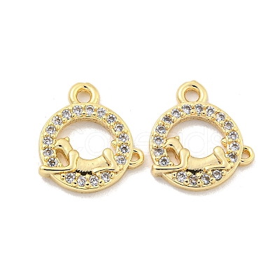 Brass Micro Pave Clear Cubic Zirconia Charms KK-Z044-20G-1