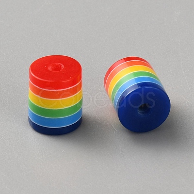 Opaque Resin Stripe Beads RESI-WH0050-07-1