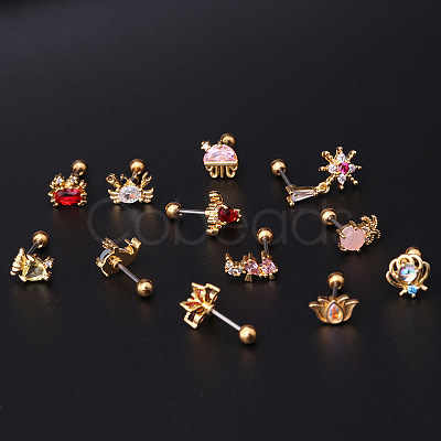 Brass Micro Pave Cubic Zirconia Cartilage Earring WG3714F-03-1