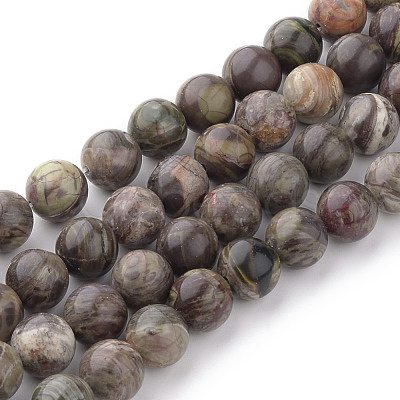 Natural Flower Agate Beads Strands G-Q462-6mm-34-1