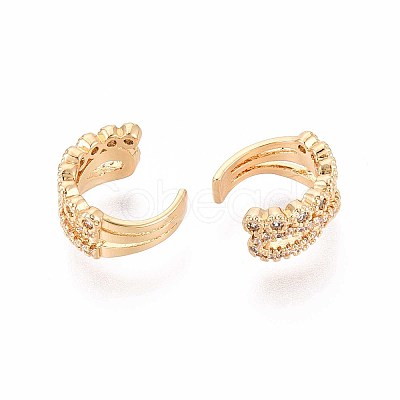 Brass Micro Pave Clear Cubic Zirconia Cuff Earrings EJEW-T047-80G-1