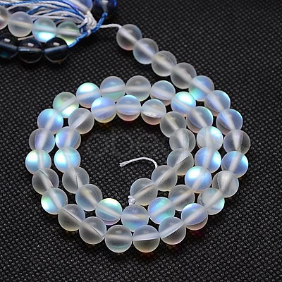Synthetical Moonstone Beads Strands G-G585-6mm-02-1