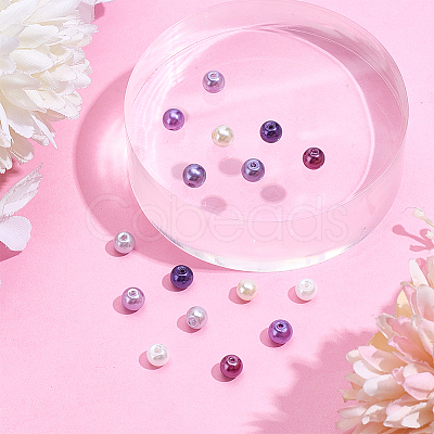 Pearlized Glass Pearl Round Beads HY-HY0001-10-1