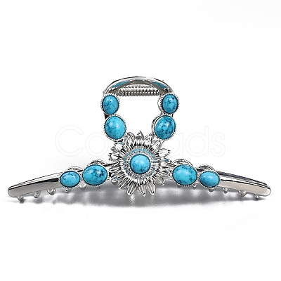 Synthetic Turquoise Claw Hair Clips PW-WGD274A-01-1