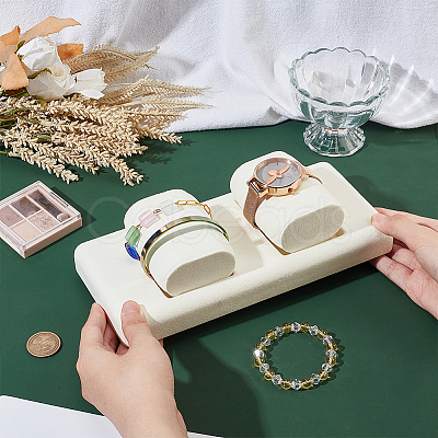 2-Slot Microfiber Bracelet Jewellery Display Stands RDIS-WH0015-03-1