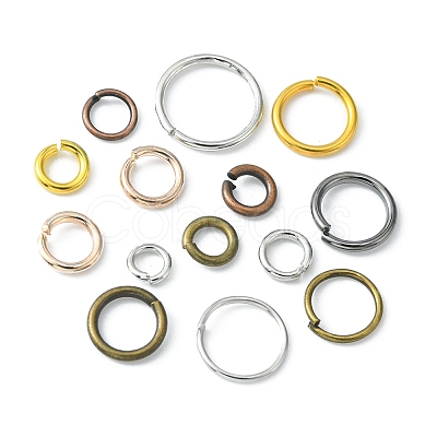 12 Styles DIY Brass & Iron Jump Rings Sets DIY-FS0004-12-1