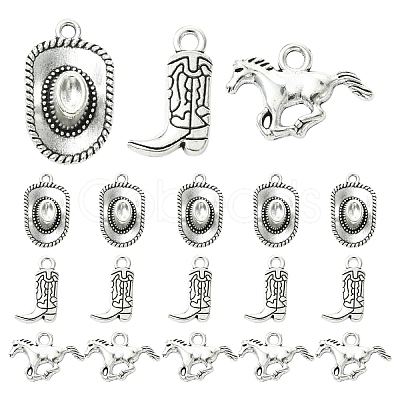 30Pcs 3 Styles Tibetan Style Alloy Pendants FIND-YW0010-51AS-1