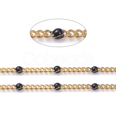 Ion Plating(IP) 304 Stainless Steel Enamel Curb Chains CHS-P013-01G-02-1
