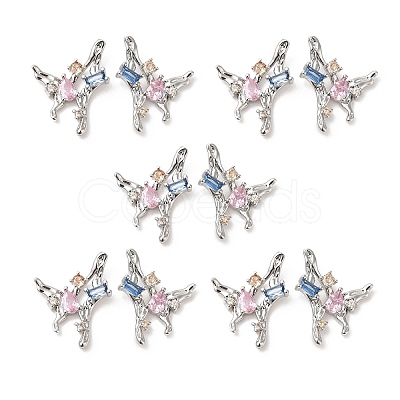 Colorful Cubic Zirconia Butterfly Stud Earrings EJEW-H092-04P-1