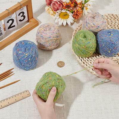 6 Skeins 3 Colors Polyester Yarn DIY-OC0015-03-1