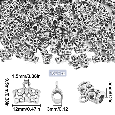 160Pcs Tibetan Style Alloy Tube Bails TIBE-SP0001-11AS-1