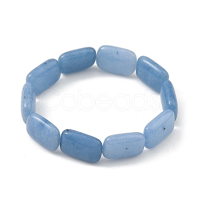 Dyed Natural Aquamarine Rectangle Beaded Stretch Bracelets for Women BJEW-JB14447-1