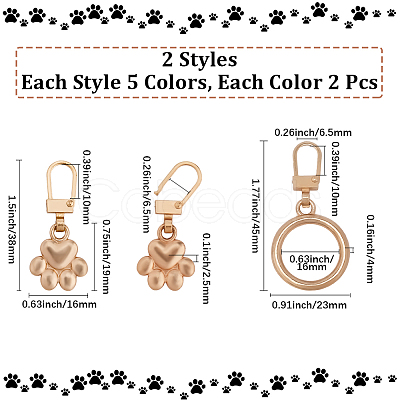 20Pcs 10 Styles Alloy Zipper Puller FIND-GF0007-97-1