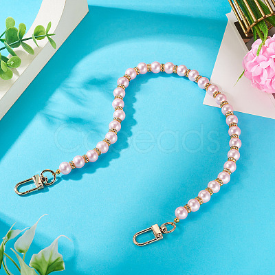 Round Plastic Imitation Pearl Beads Bag Extender Chains HJEW-TAC0083-1