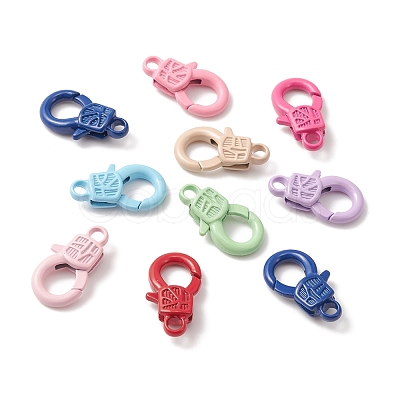 10Pcs Spray Painted Alloy Lobster Claw Clasps FIND-FS0001-70-1