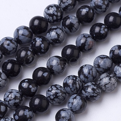 Natural Snowflake Obsidian Beads Strands G-D855-11-6mm-1