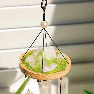 Natural Quartz Crystal Wind Chime HJEW-D302-09-1