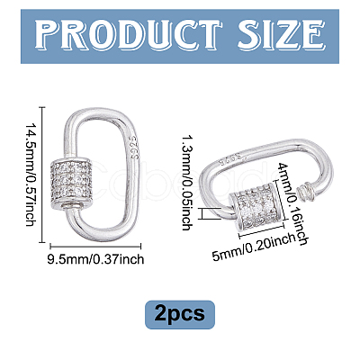 2Pcs 925 Sterling Silver Rhinestone Screw Clasps STER-NB0001-37-1