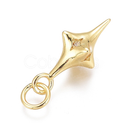 Brass Micro Pave Clear Cubic Zirconia Pendants ZIRC-O035-20G-1