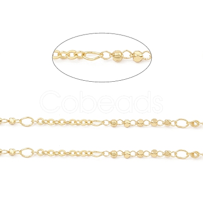 Brass Cube Beaded Link Chains CHC-M025-63G-1