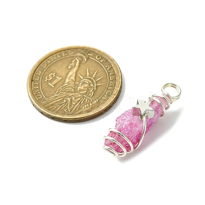 2Pcs Electroplated Natural Quartz Crystal Dyed Copper Wire Wrapped Pendants PALLOY-JF03170-02-1