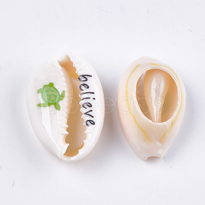 Printed Cowrie Shell Beads SHEL-S276-10E-1