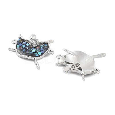 Rack Plating Brass Micro Pave Clear Cubic Zirconia Dancer Links Connector Charms KK-K380-14P-01-1
