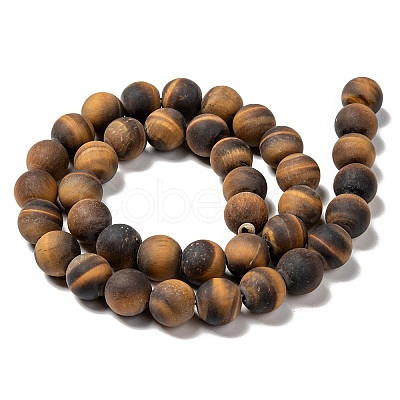 Natural Frosted Tiger Eye Round Bead Strands LS-G-M064-10mm-02-1