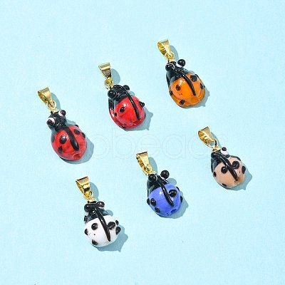 6Pcs Handmade Lampwork Pendants LAMP-FS0001-57A-1