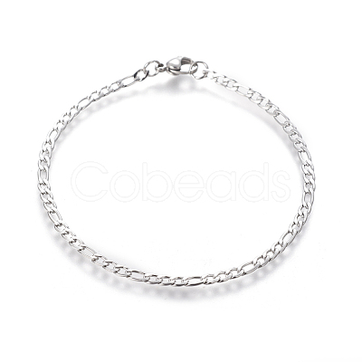 Tarnish Resistant 304 Stainless Steel Figaro Chain Bracelets BJEW-E369-04P-1