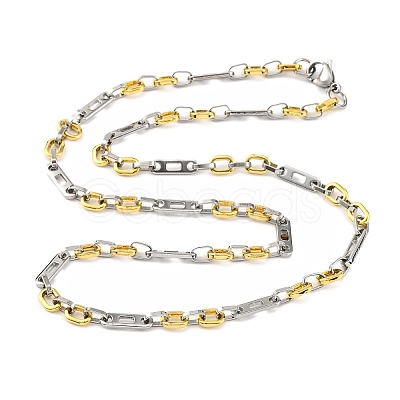 201 Stainless Steel Oval Links Chain Necklace NJEW-F22-39G-GP-1
