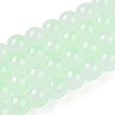 Baking Paint Imitation Jade Glass Round Bead Strands X1-DGLA-N003-8mm-02-1-1