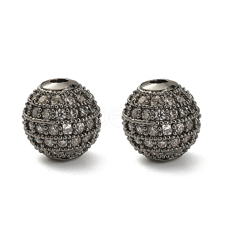 CZ Brass Micro Pave Grade AAA Clear Color Cubic Zirconia Round Beads KK-O065-8mm-05B-NR-1