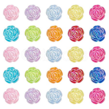 60Pcs 10 Colors UV Plating Iridescent Acrylic Beads MACR-AR0001-23-1