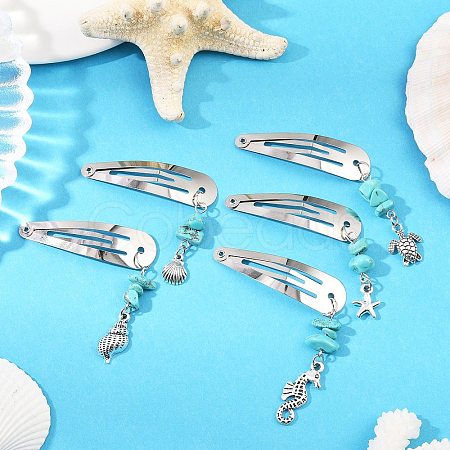 5Pcs Ocean Theme Iron Snap Hair Clips PHAR-JH00144-1