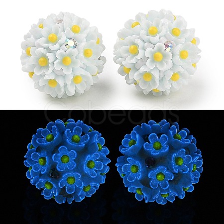 Handmade Luminous Polymer Clay Rhinestone Fancy Beads CLAY-H003-04D-1
