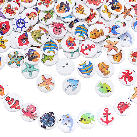 100Pcs 2-Hole Wood Buttons DIY-WH0899-112-1
