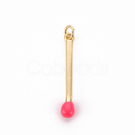 Brass Enamel Pendants KK-S362-032F-NR-1