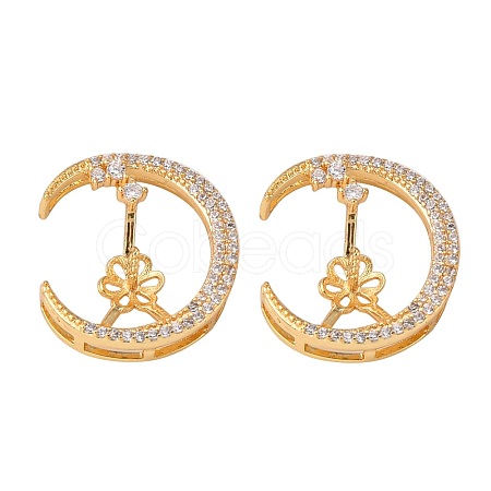 Brass Micro Pave Clear Cubic Zirconia Screw Eye Peg Bails KK-T062-110G-NF-1